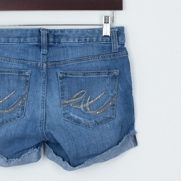 Express Jeans Distressed Denim Shorts‎ Size 2 - Picture 5 of 8